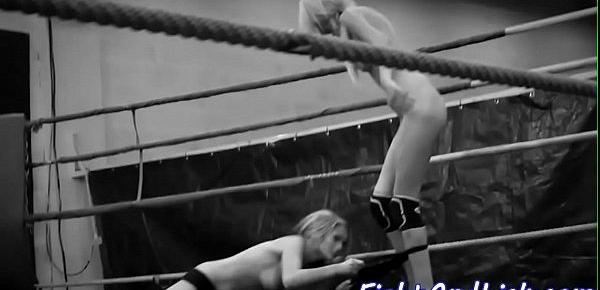  Gorgeous lesbians wrestling in a boxing ring